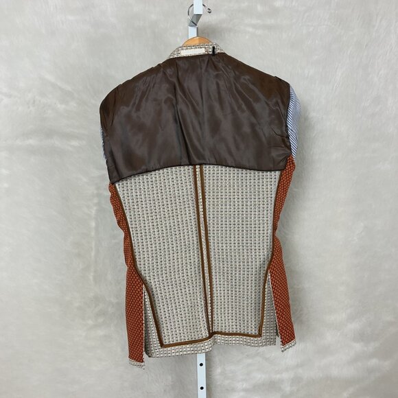 Scotch & Soda Men's Regular Fit Cotton Blend Ivory, Blue & Orange Woven Blazer M - Picture 4 of 9